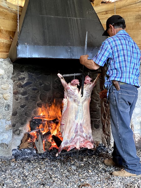 Sergio cooks lamb al asador in Chilean Patagonia